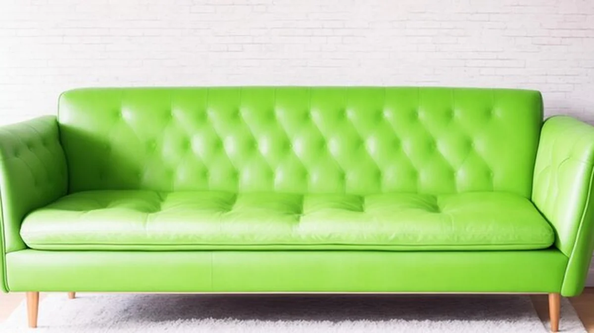 Zielona kanapa na białym tle