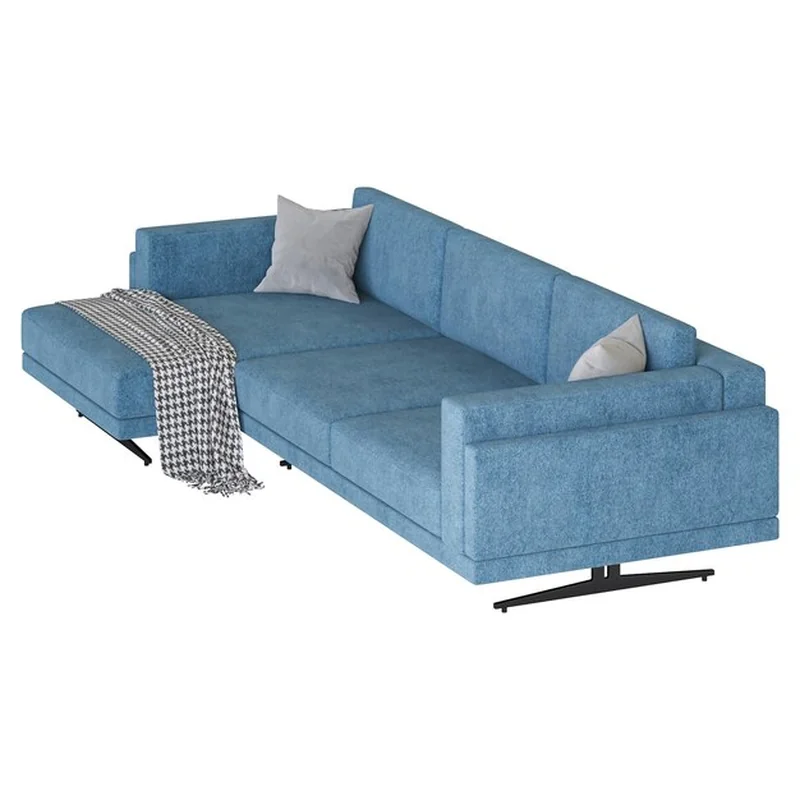 Nowoczesna kanapa z poduszką i płytką na białym tle