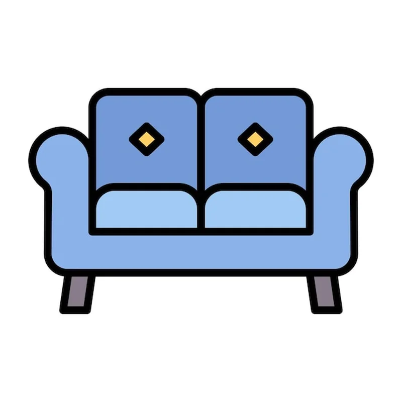 Ilustracja z płaską sofą