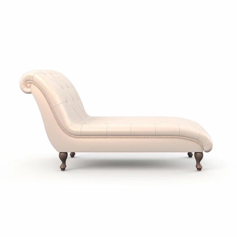 Elegancki skórzany szezlong na białym tle