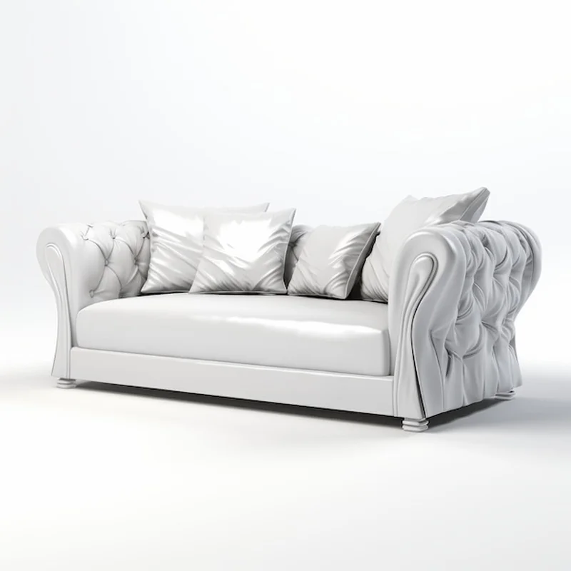 Luksusowa biała kanapa z tuftami 3D modelem